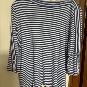 Chaps Navy‎ and White Striped Top